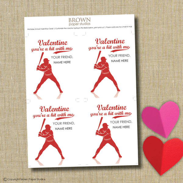Baseball School Valentine. Instant Download - Brown Paper Studios baseball-school-valentine-instant-download-brown-paper-studios