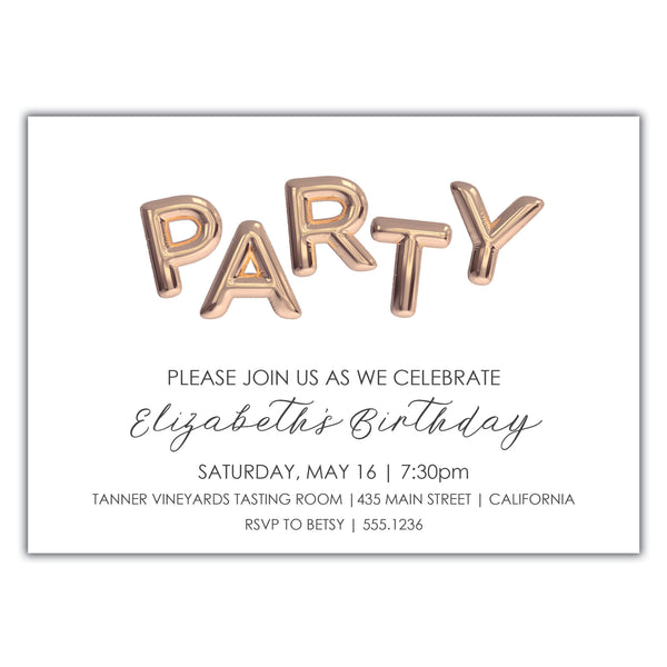 Paper Birthday Party Invitation Card