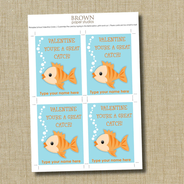 Goldfish School Valentine. Instant Download - Brown Paper Studios goldfish-school-valentine-instant-download-brown-paper-studios