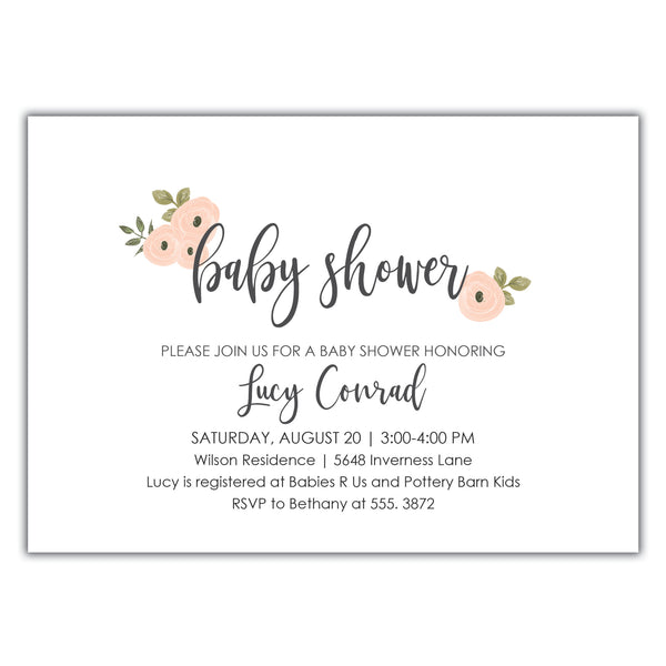 Floral Baby Shower Invitation - Brown Paper Studios