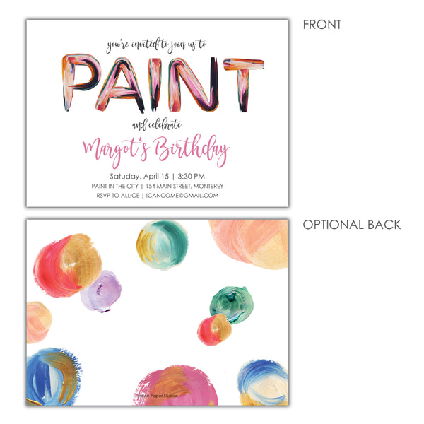 Paint Party Birthday Invitation - Brown Paper Studios paint-party-birthday-invitation-brown-paper-studios
