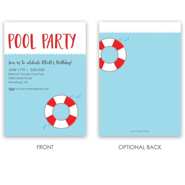 Pool Party Birthday Invitation - Brown Paper Studios pool-party-birthday-invitation-brown-paper-studios