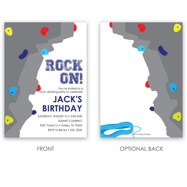 Rock Climbing Birthday Invitation Brown Paper Studios