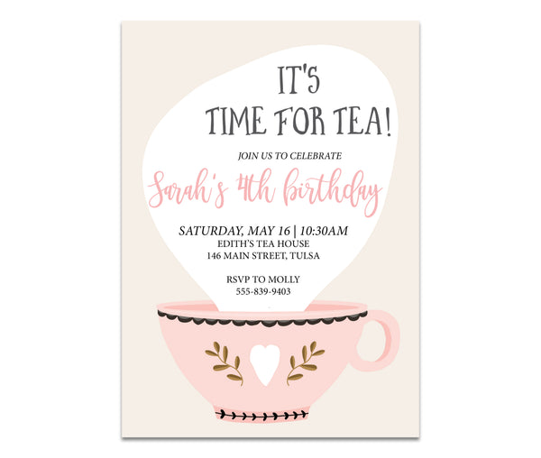 Tea Party Invitation Brown Paper Studios