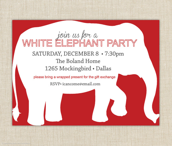 White Elephant Invitation - Brown Paper Studios white-elephant-invitation-brown-paper-studios