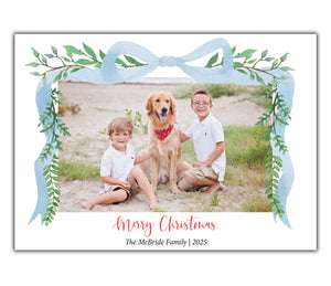 Blue Bow Christmas Card