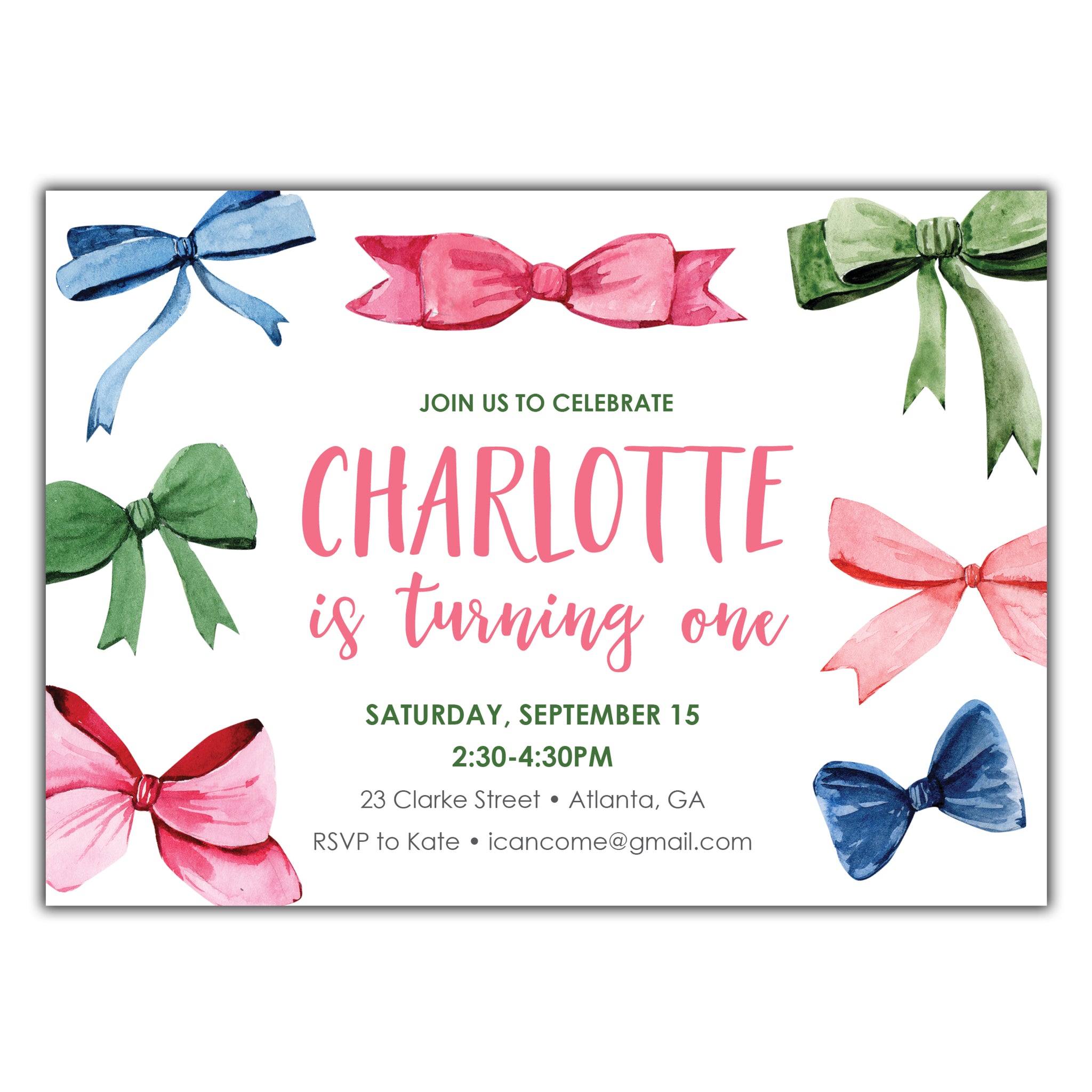 Bow Birthday Invitation