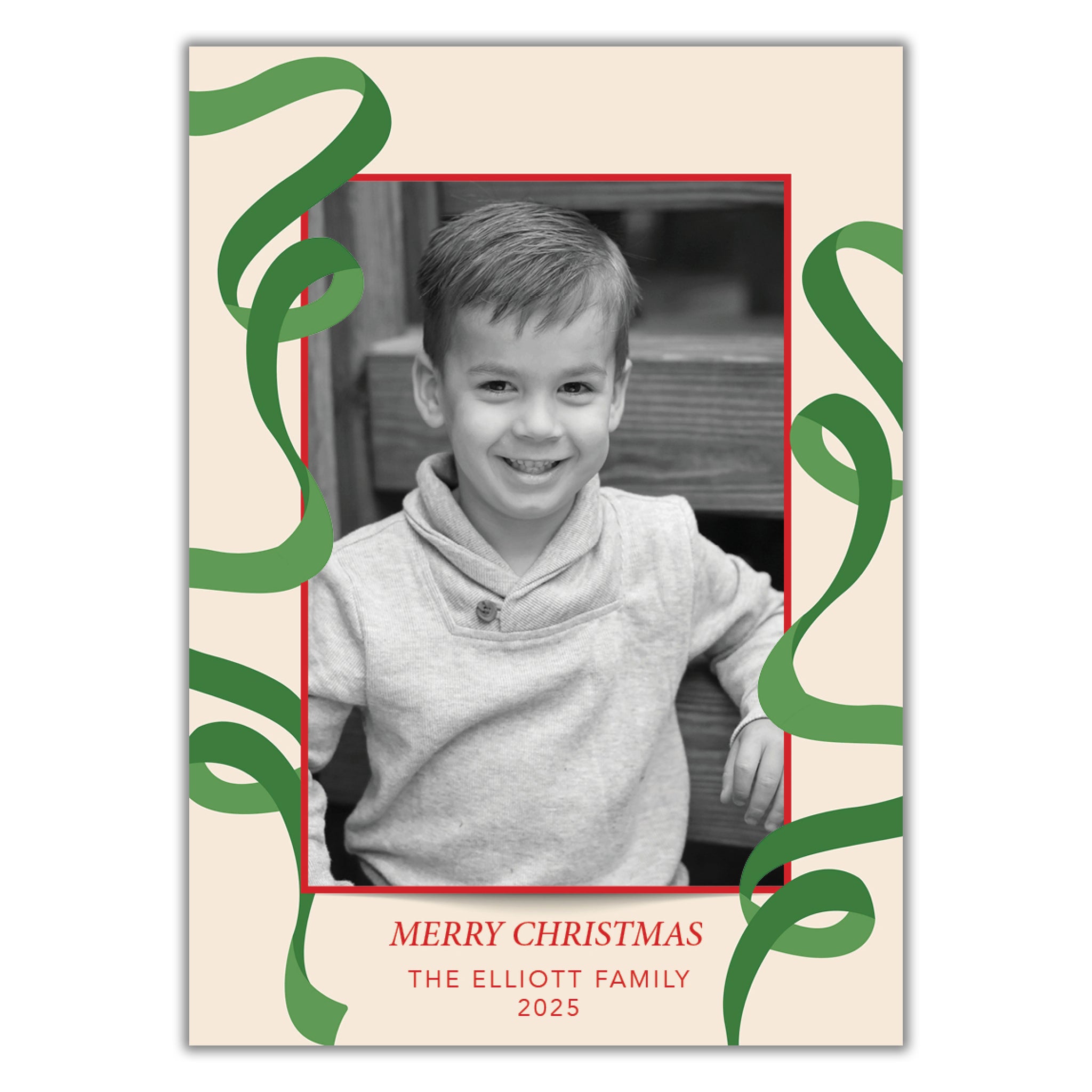 Green Ribbon Christmas Card