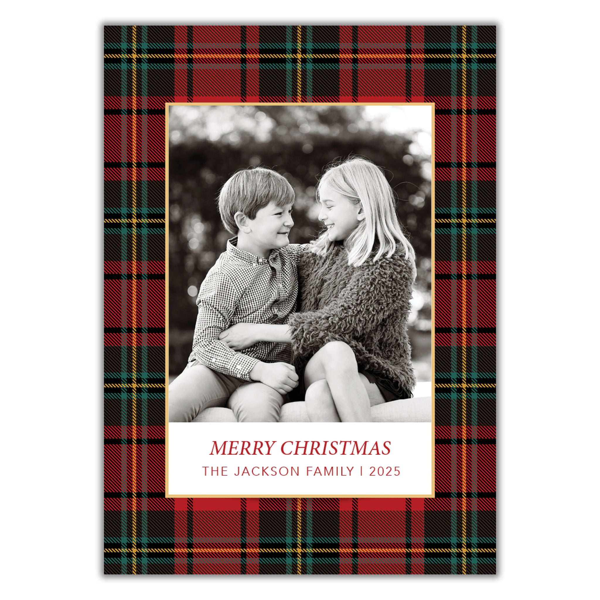 Red Plaid Christmas Card