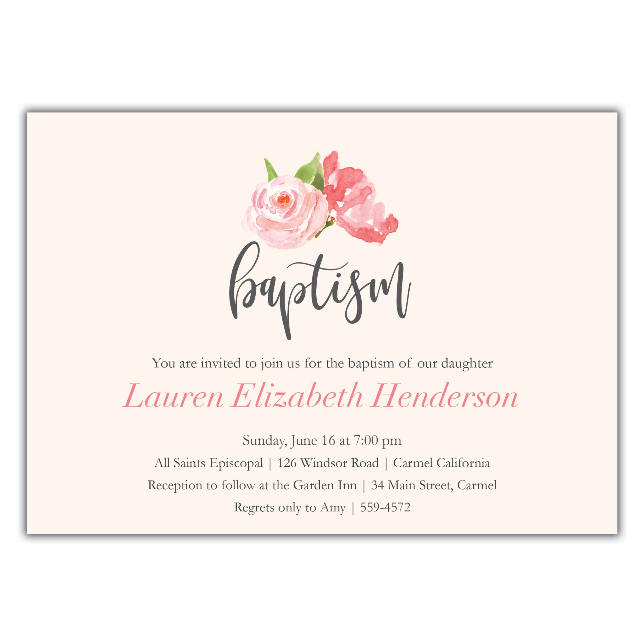 Floral Baptism Invitation