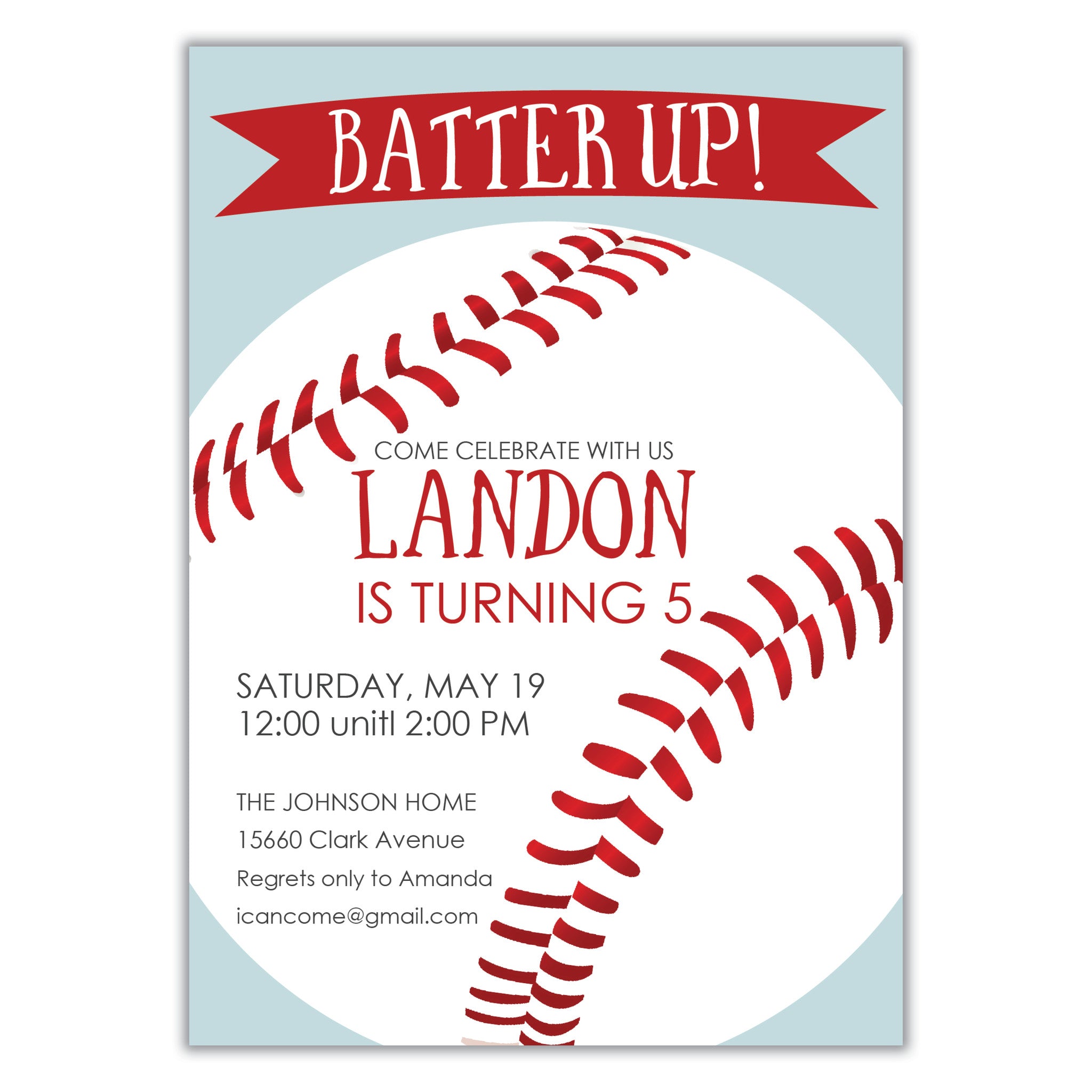 Baseball Birthday Invitation