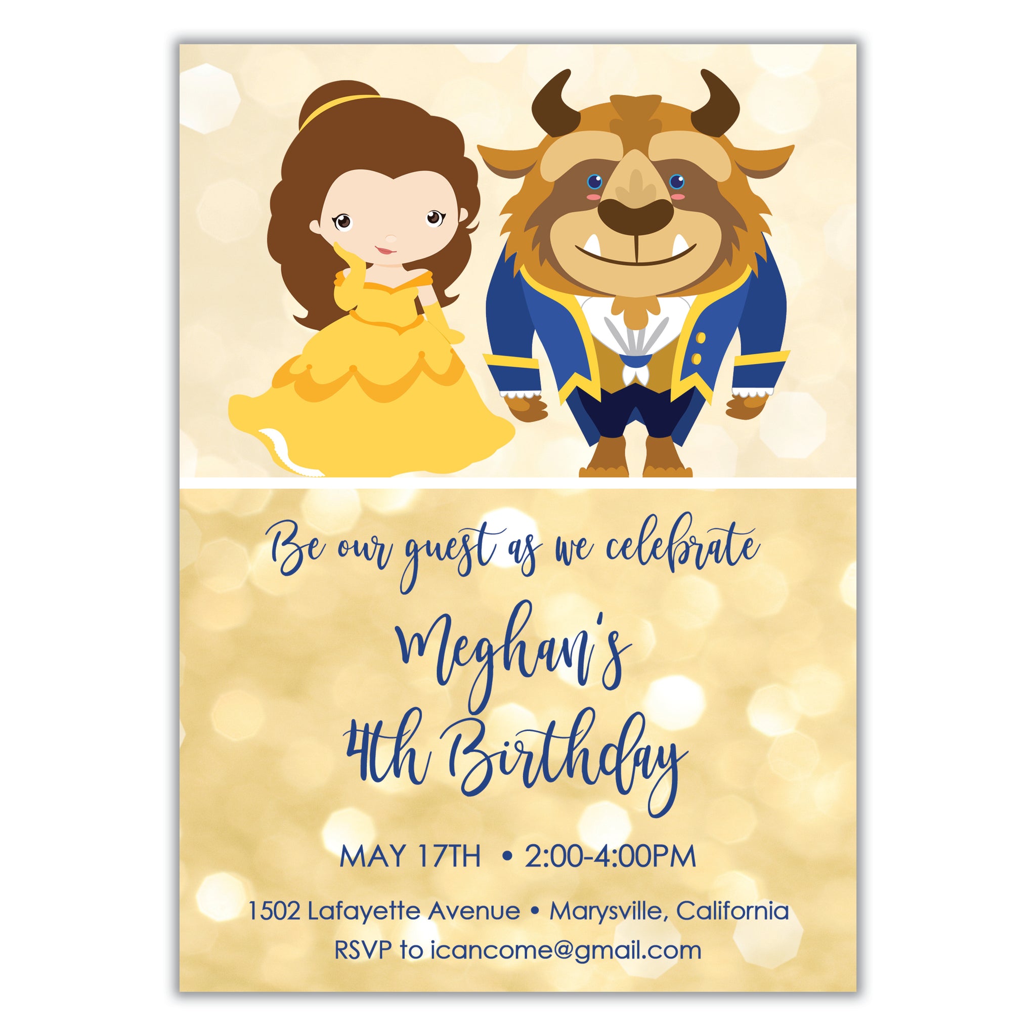 Beauty and the Beast Birthday Invitation