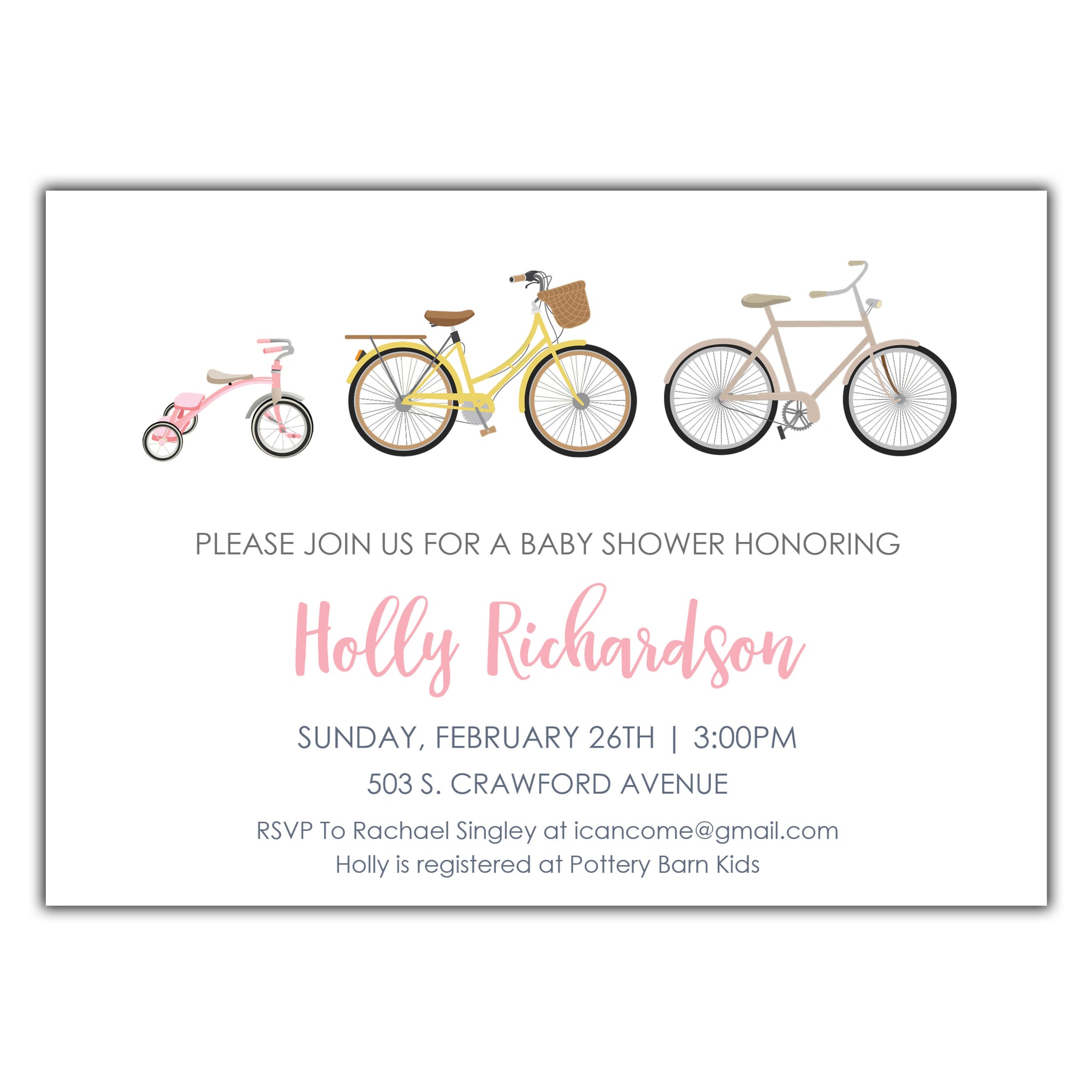 Bicycle Baby Shower Girls