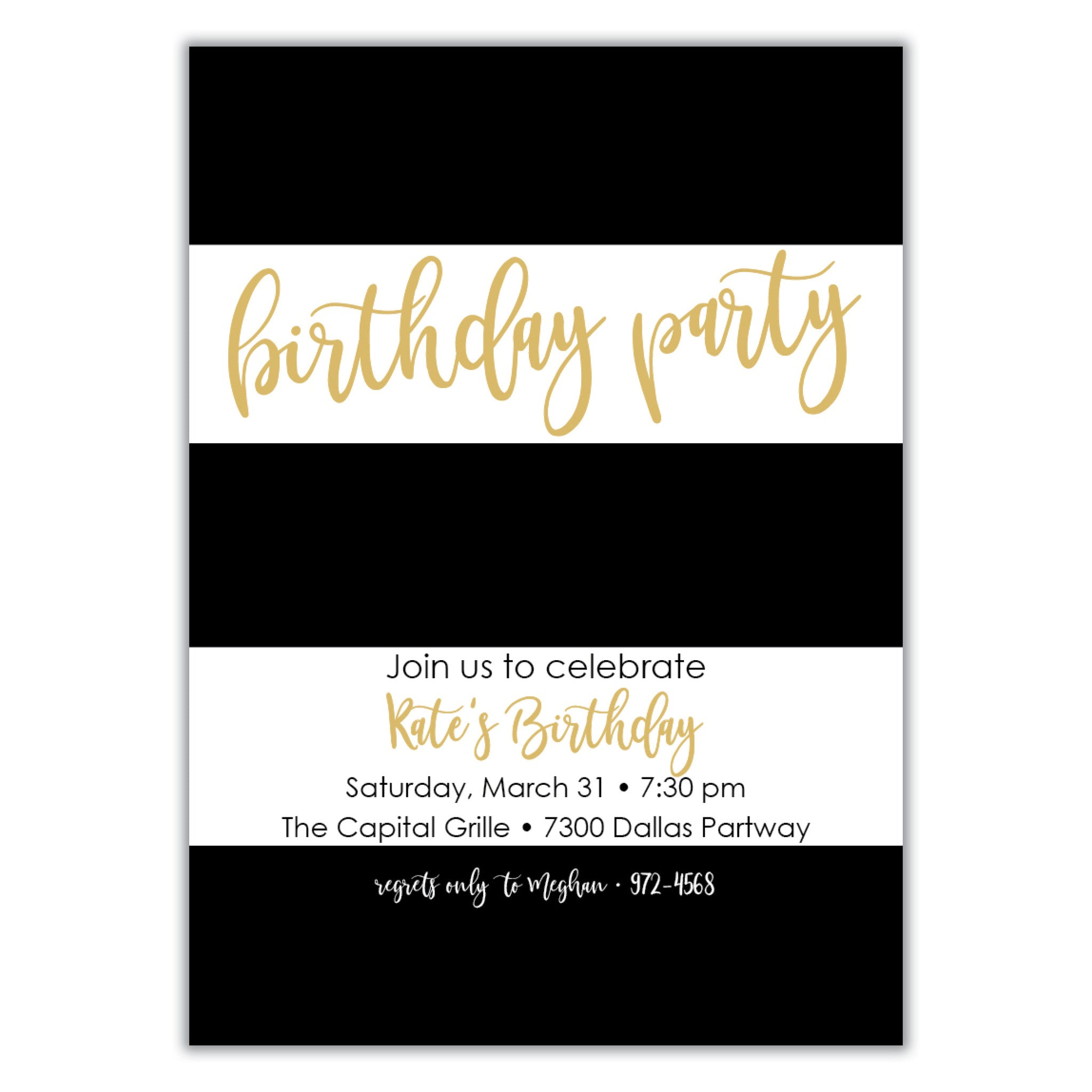 Modern Stripe Birthday Invitation