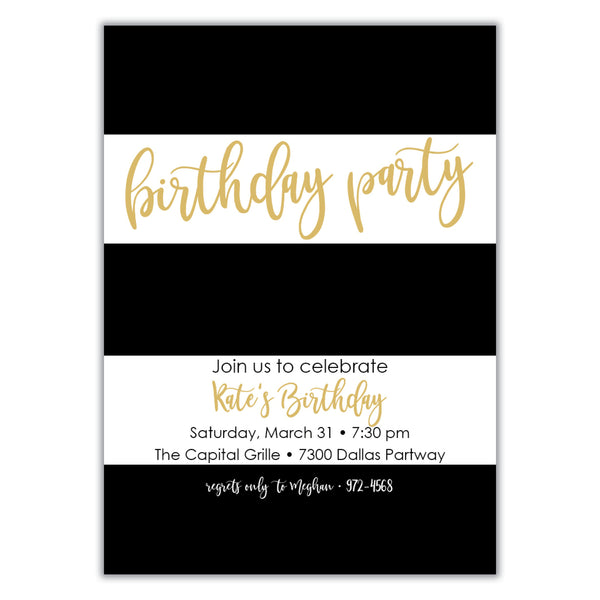 Modern Stripe Birthday Invitation
