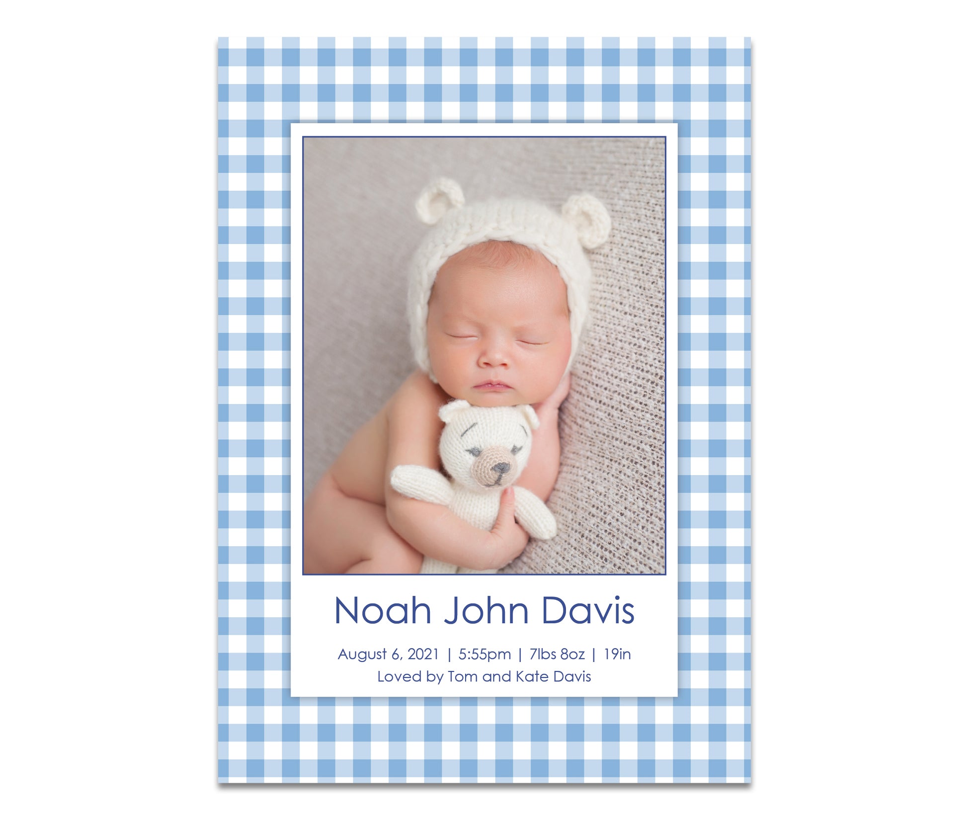 Blue Gingham Announcement