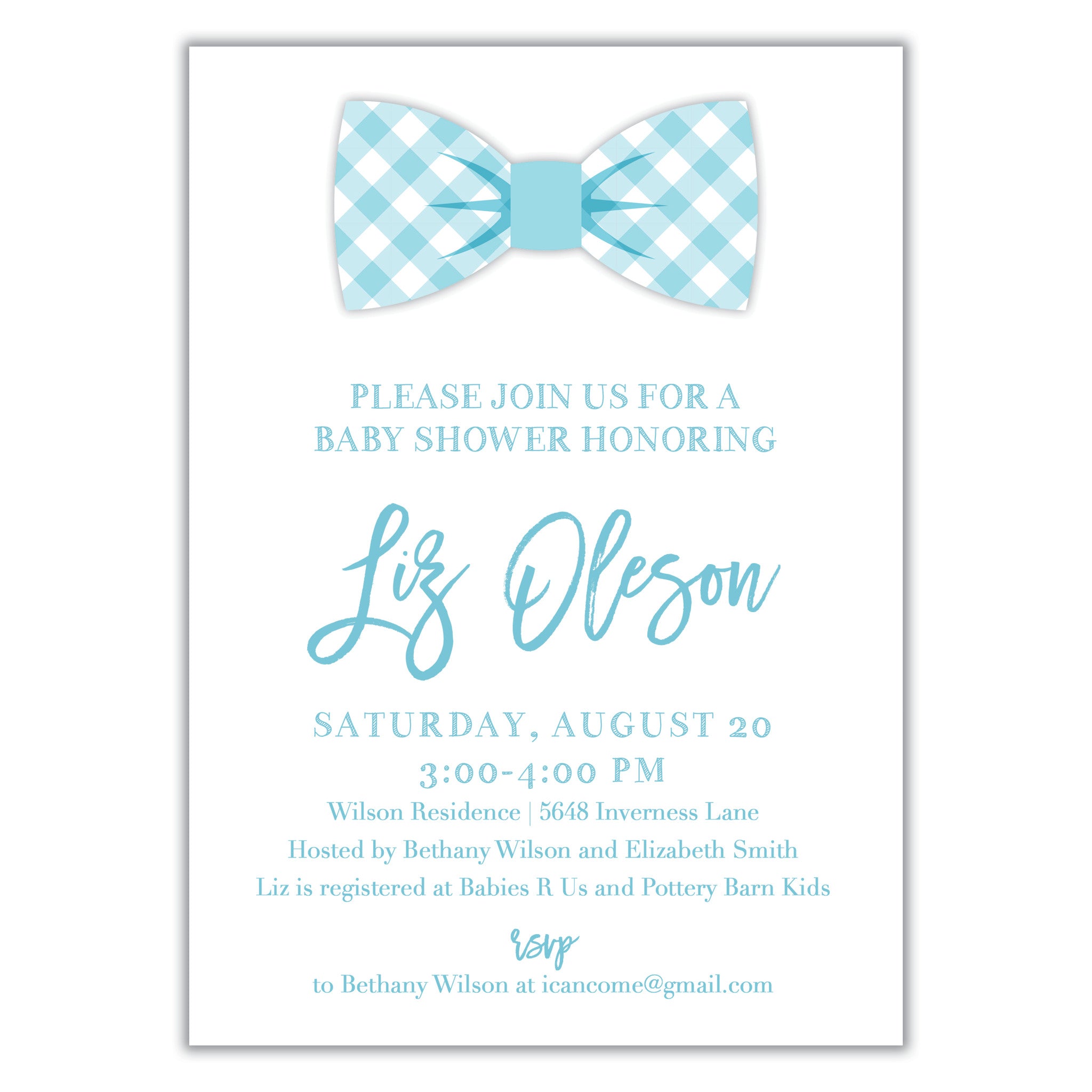 Bow Tie Shower Invitation