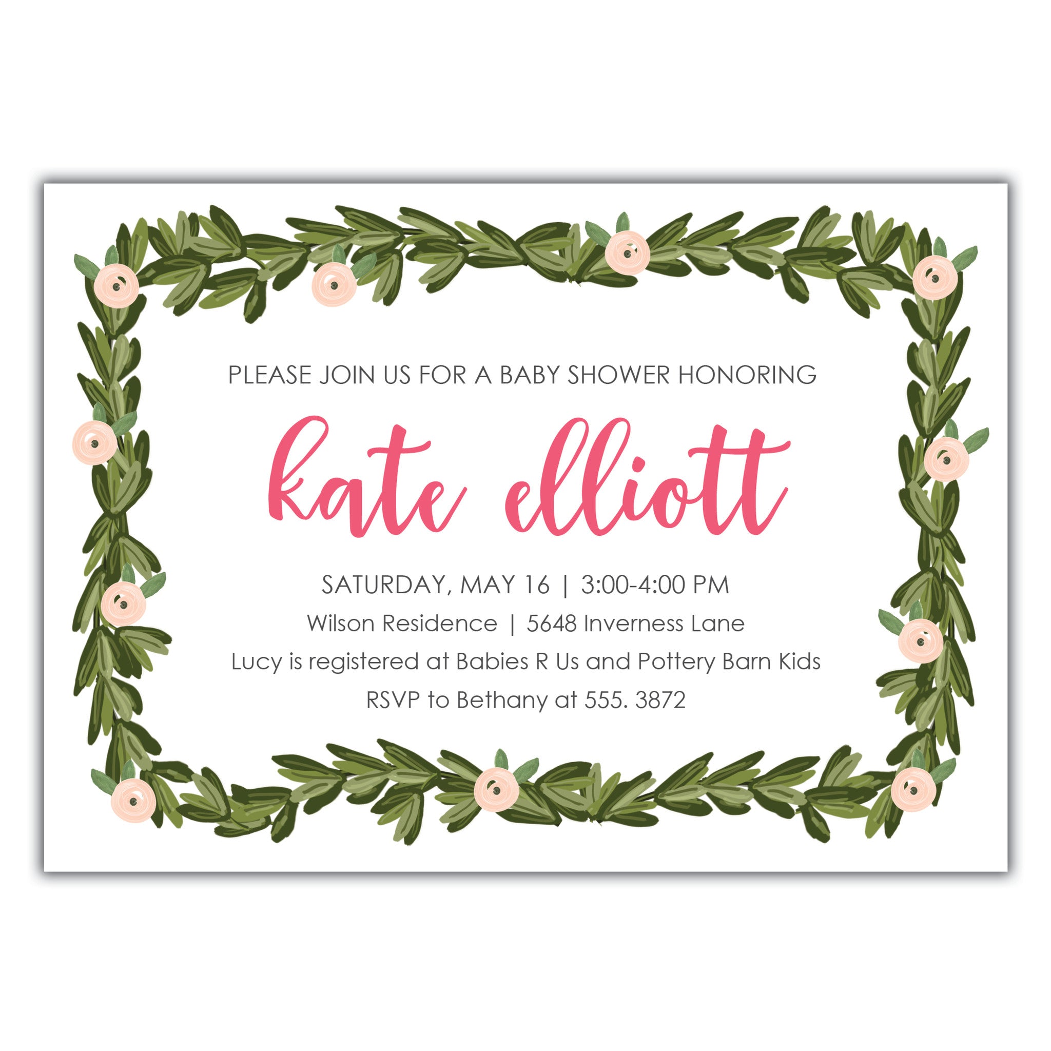 Boxwood Baby Shower Invitation