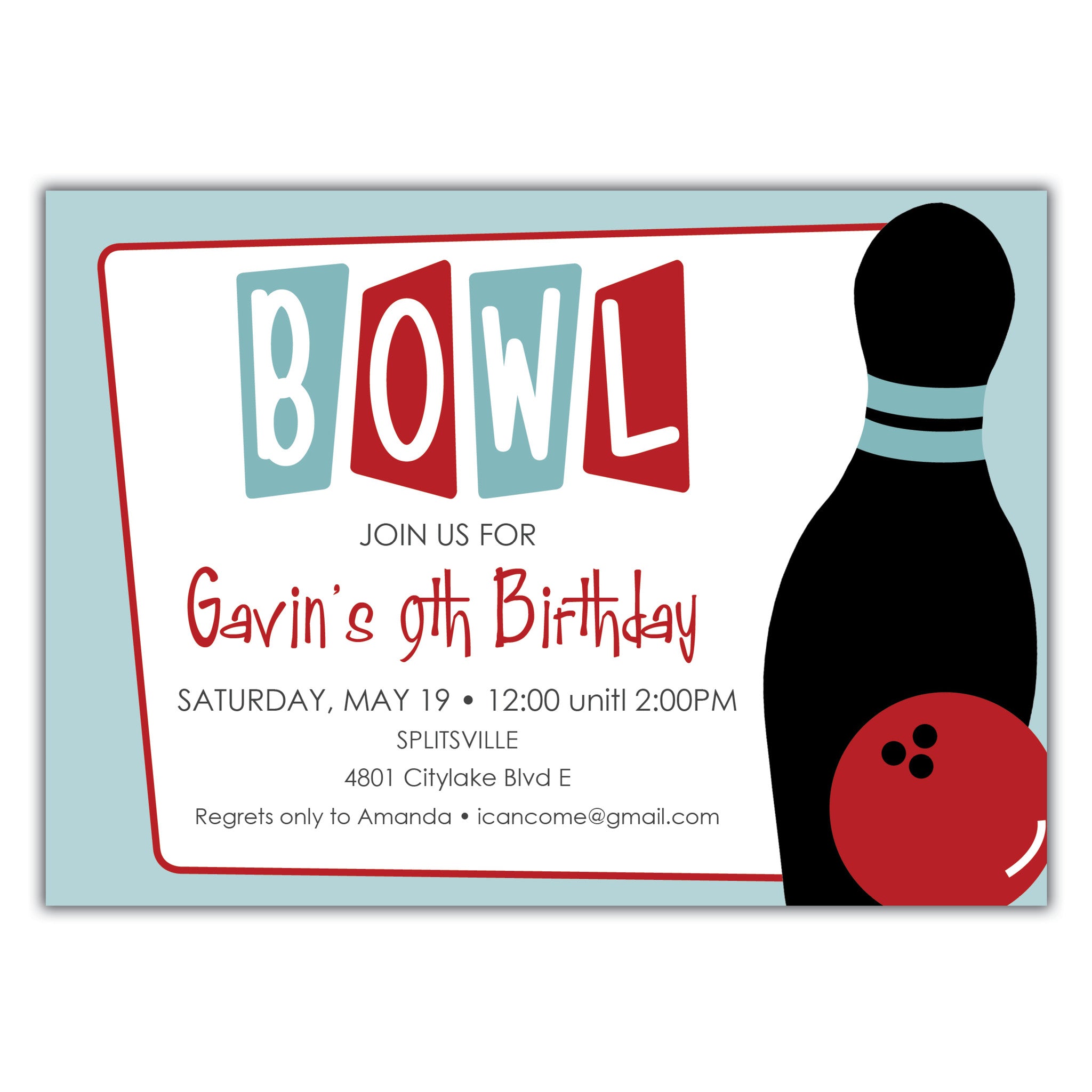 Boys Bowling Invitation