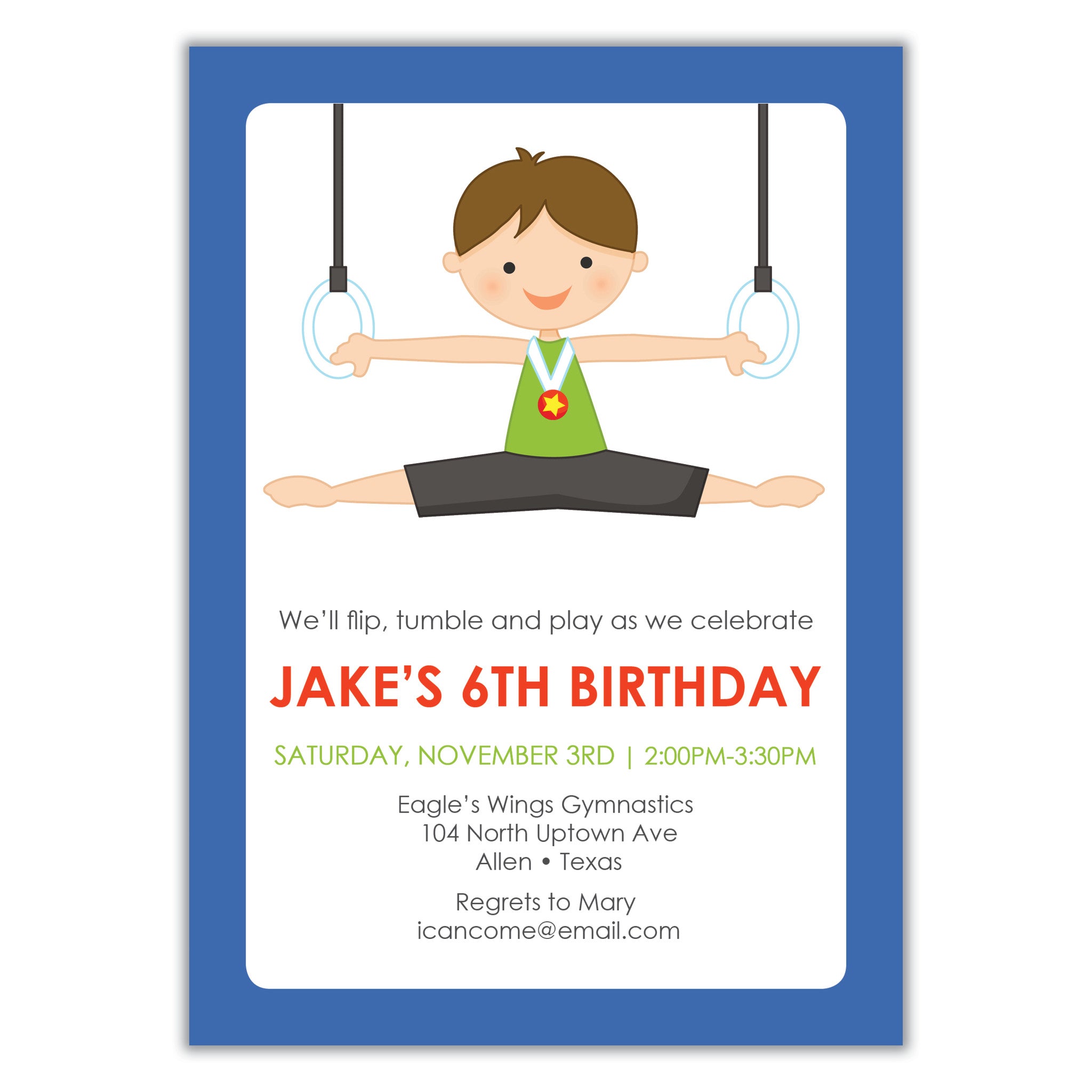 Boys Gymnastic Invitation