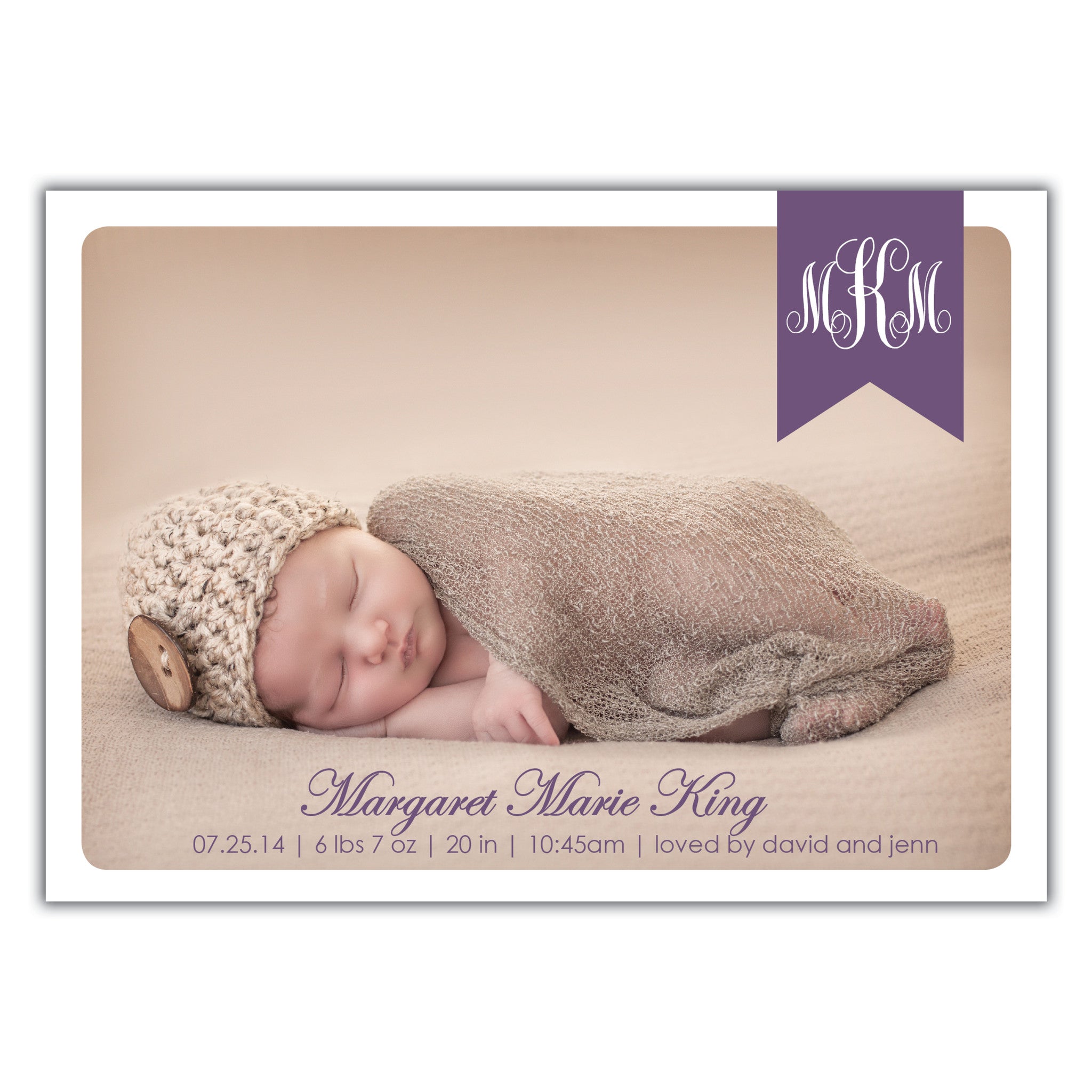 Monogram Birth Announcement