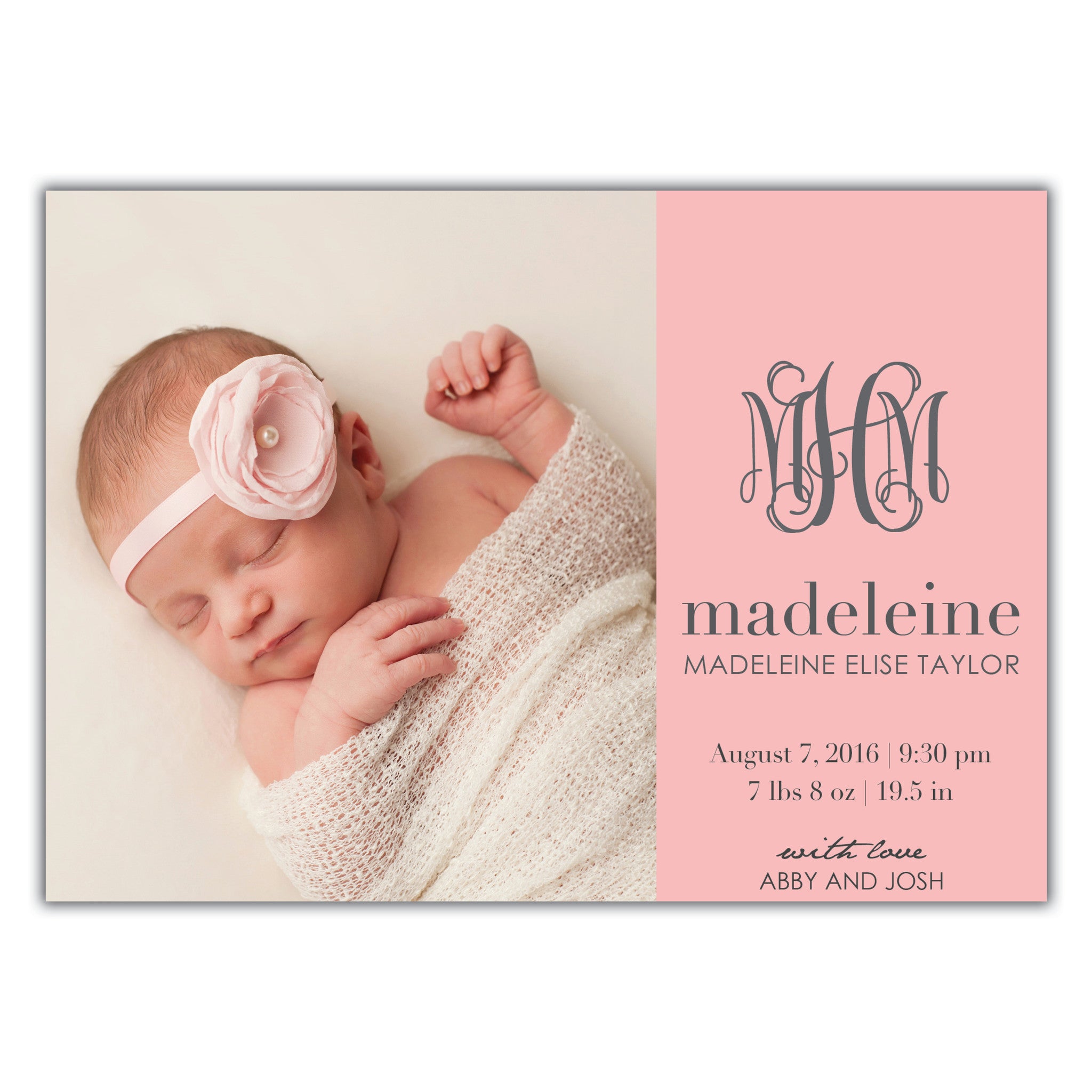 Monogram Birth Announcement