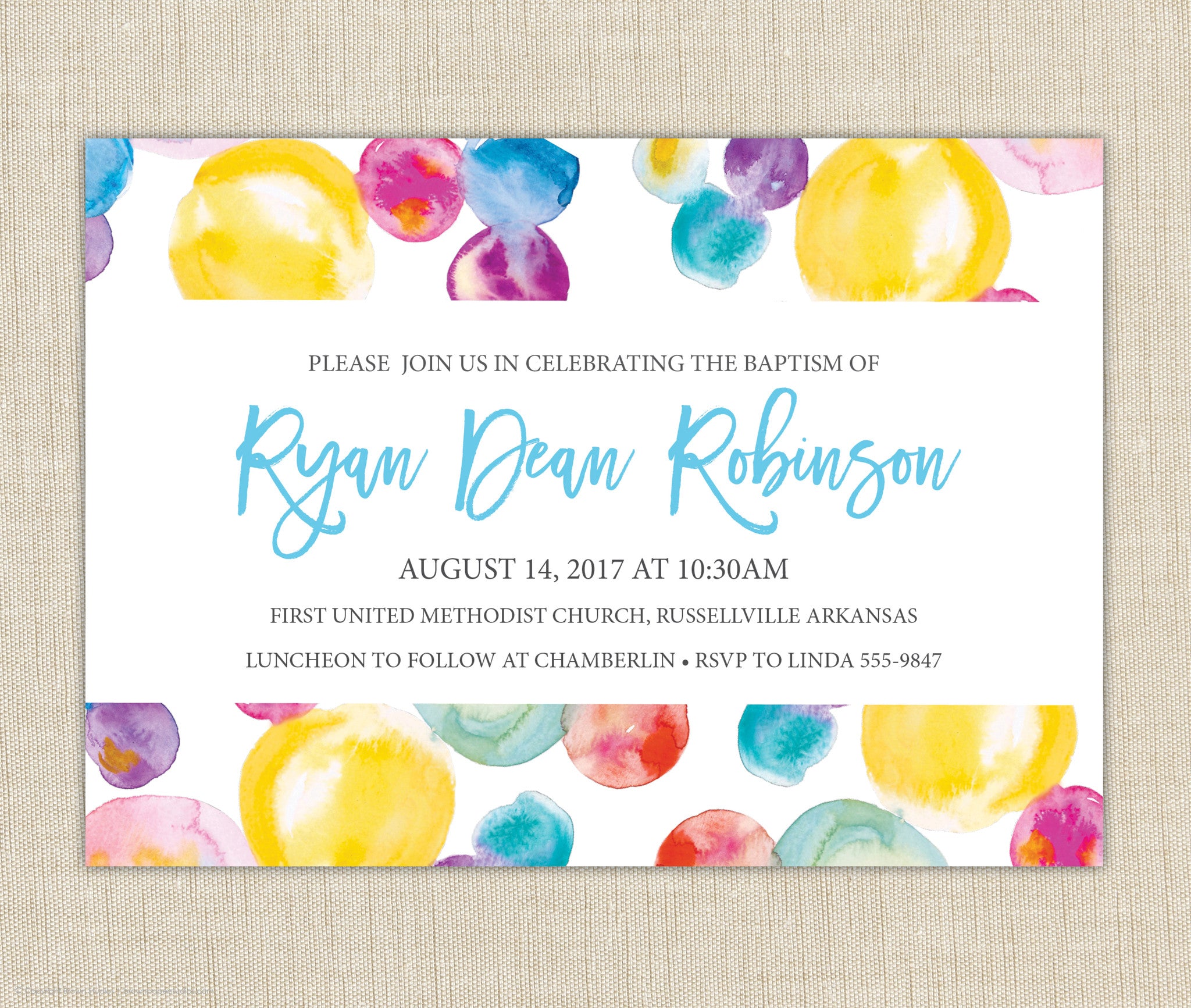 Colorful Baptism Invitation