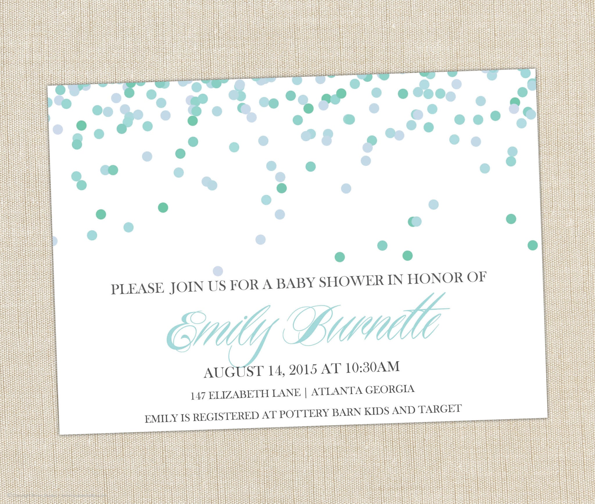 Confetti Baby Shower Invitation