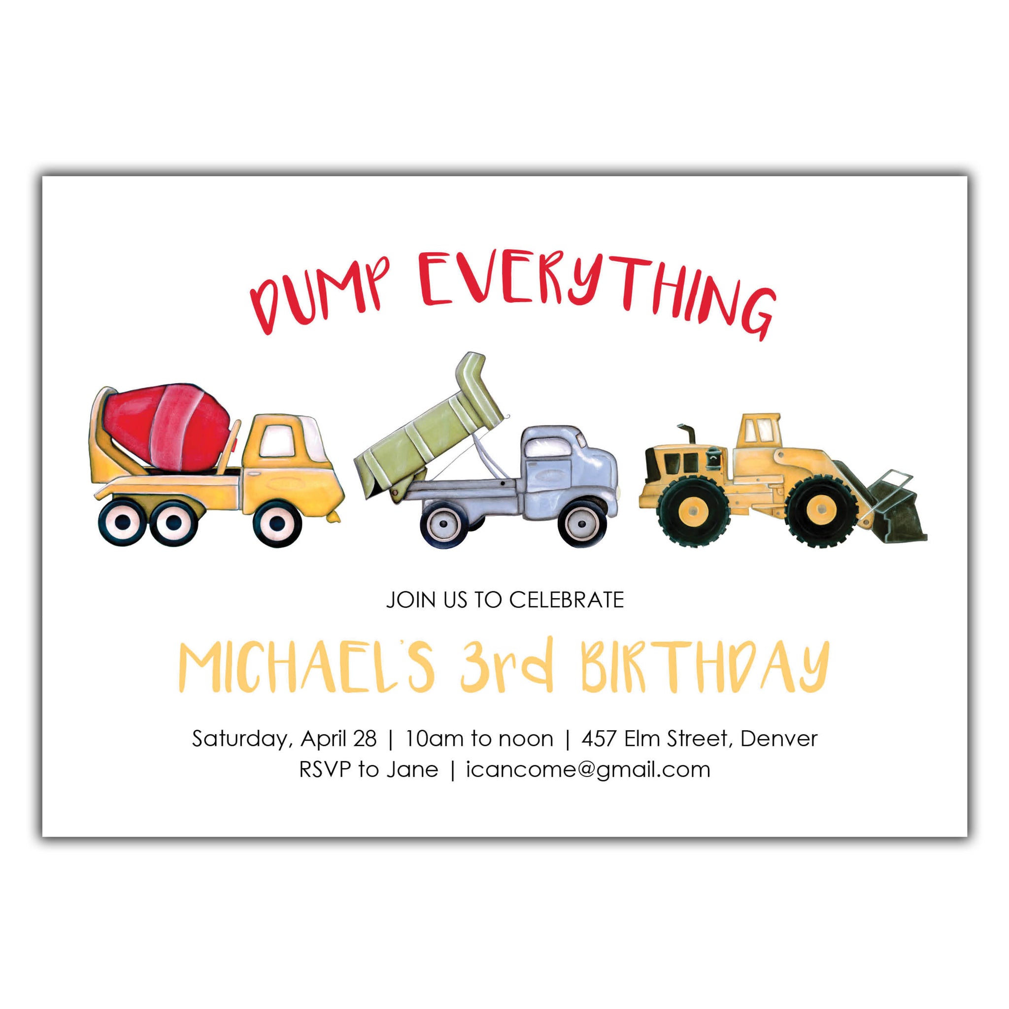 Construction Birthday Invitation