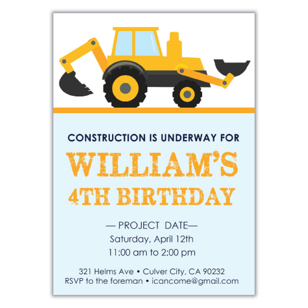 Construction Birthday Invitation