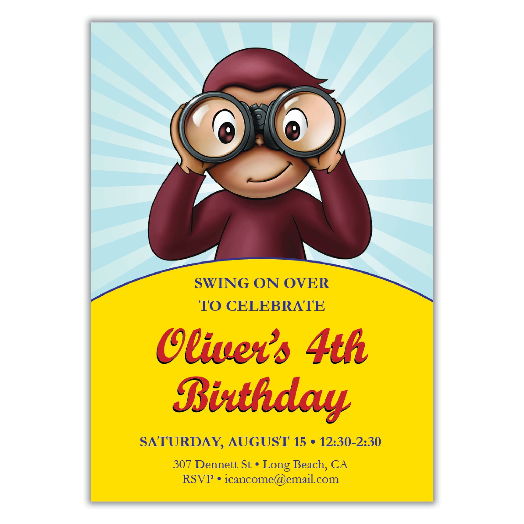 Curious George Birthday Invitation