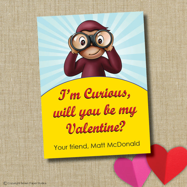 Curious George Valentine Instant Download