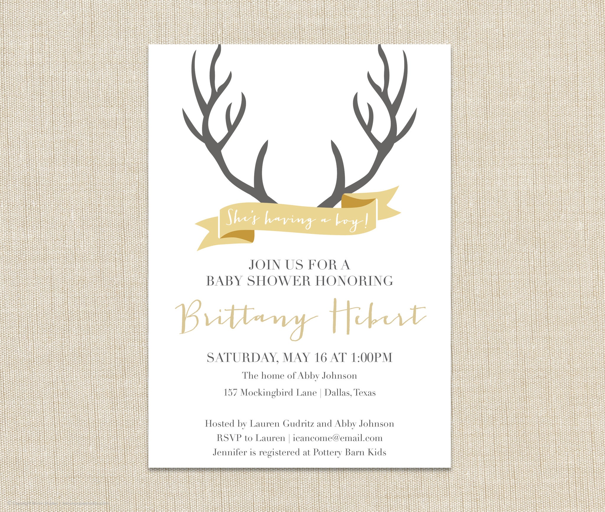 Deer Baby Shower Invitation