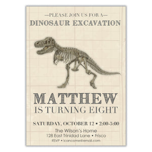 Dinosaur Fossil Birthday invitation