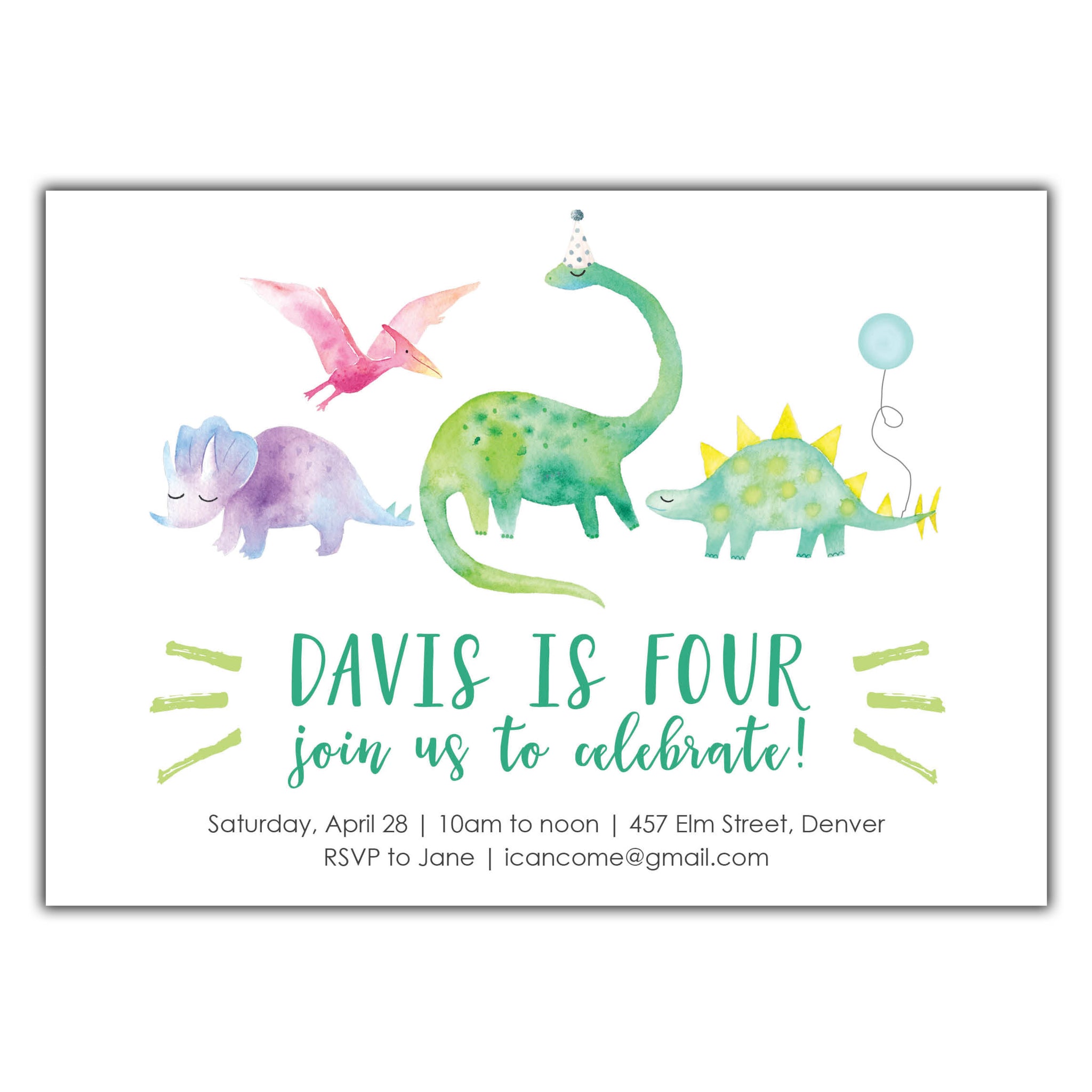Dinosaur Birthday invitation
