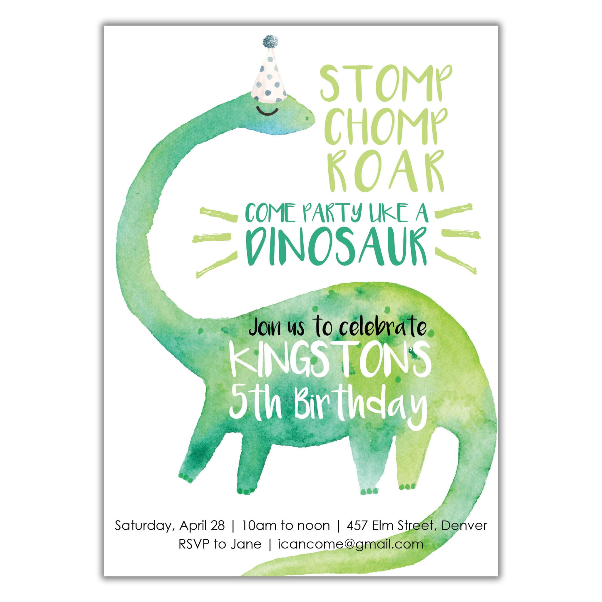 Dinosaur Birthday invitation