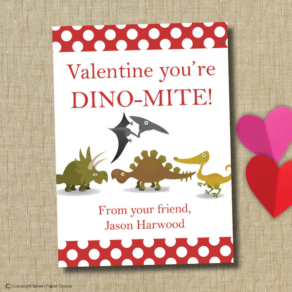 Dinosaur Valentine. Instant Download