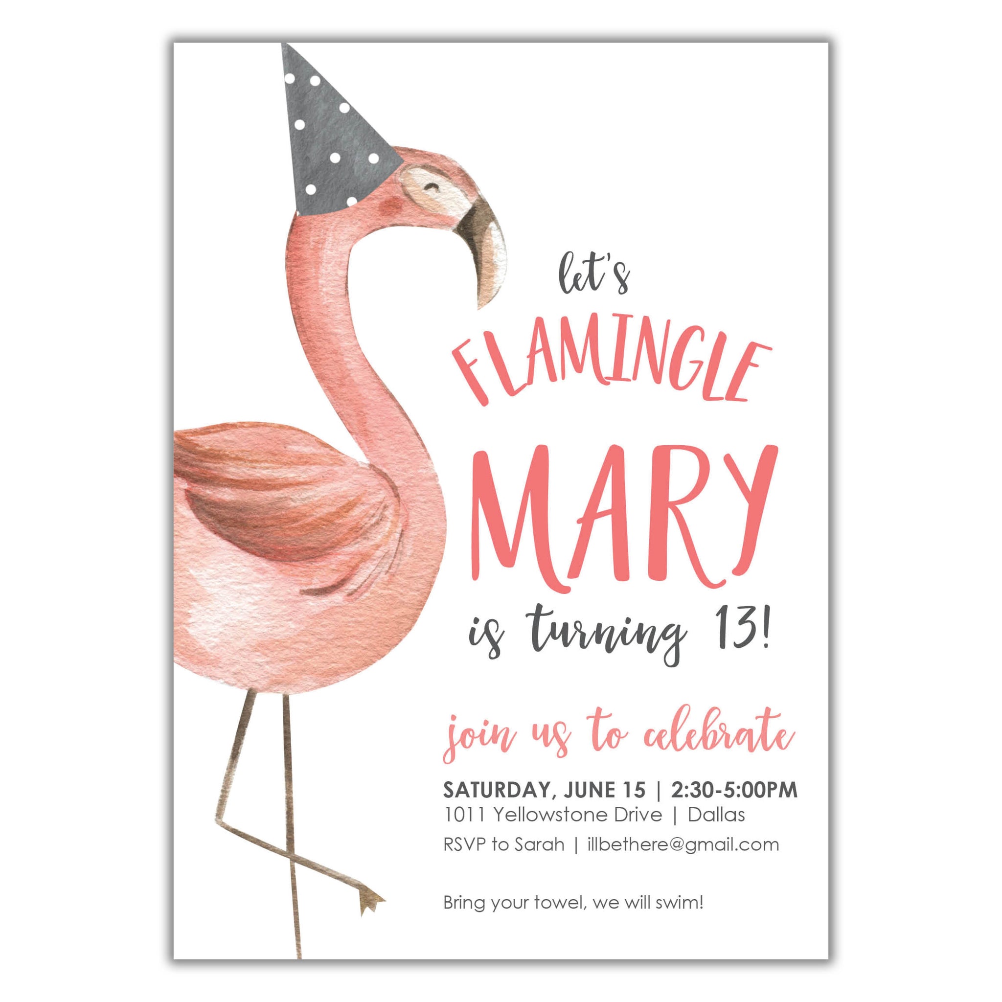 Flamingo Birthday Invitation