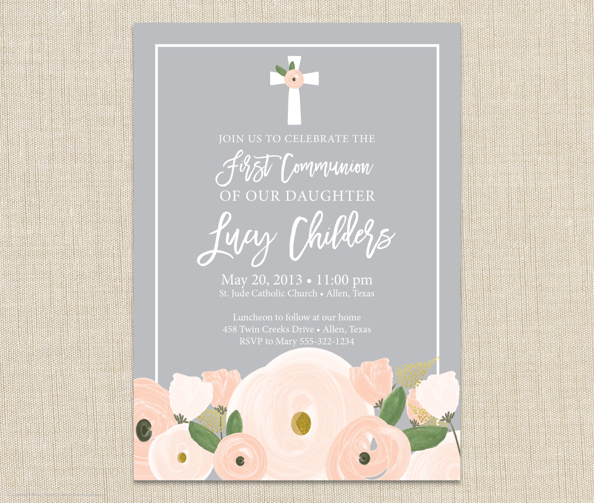 first communion invitations for twins