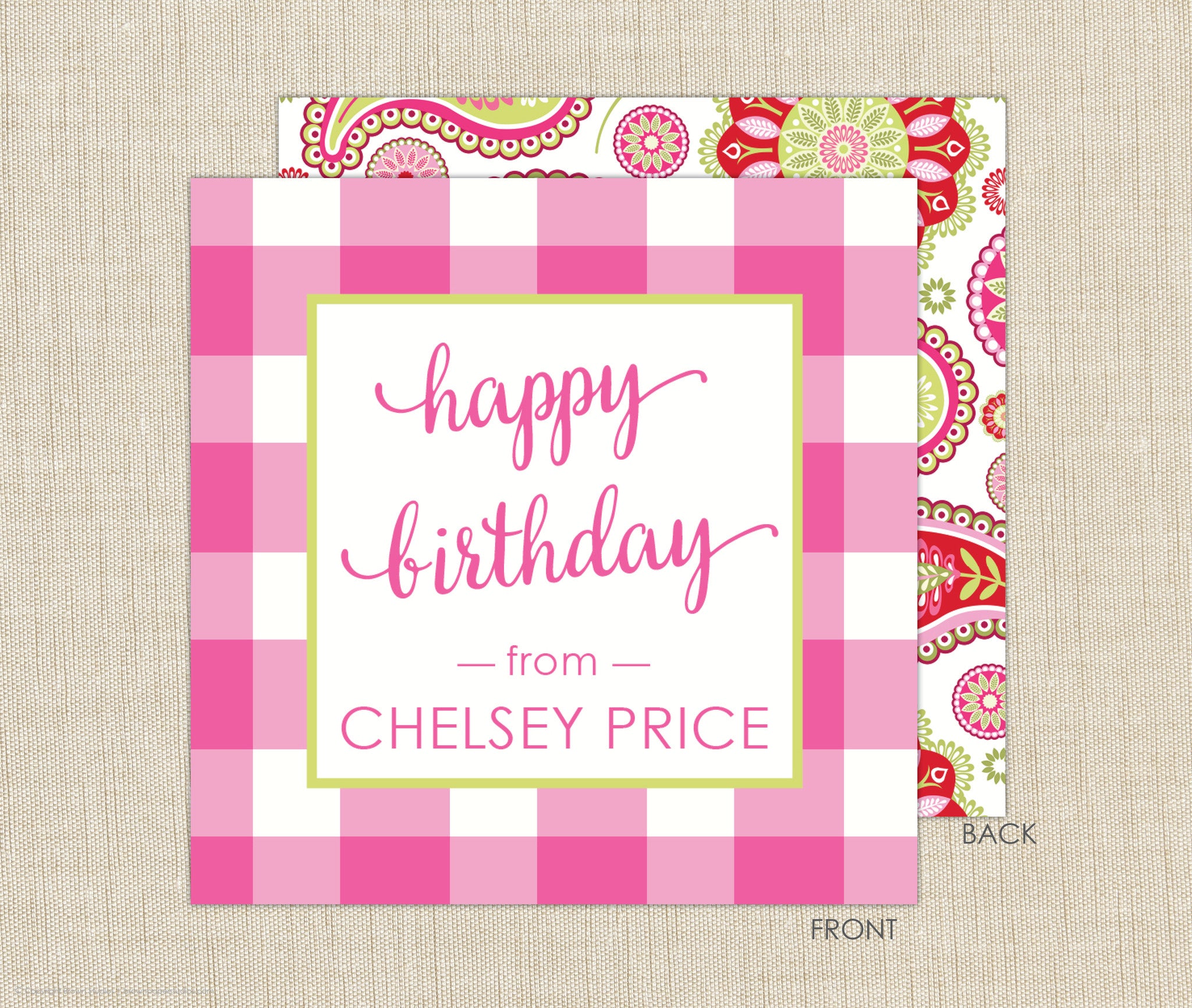 Gingham Gift Enclosure Cards