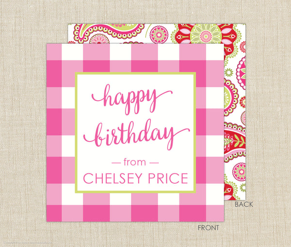 Gingham Gift Enclosure Cards