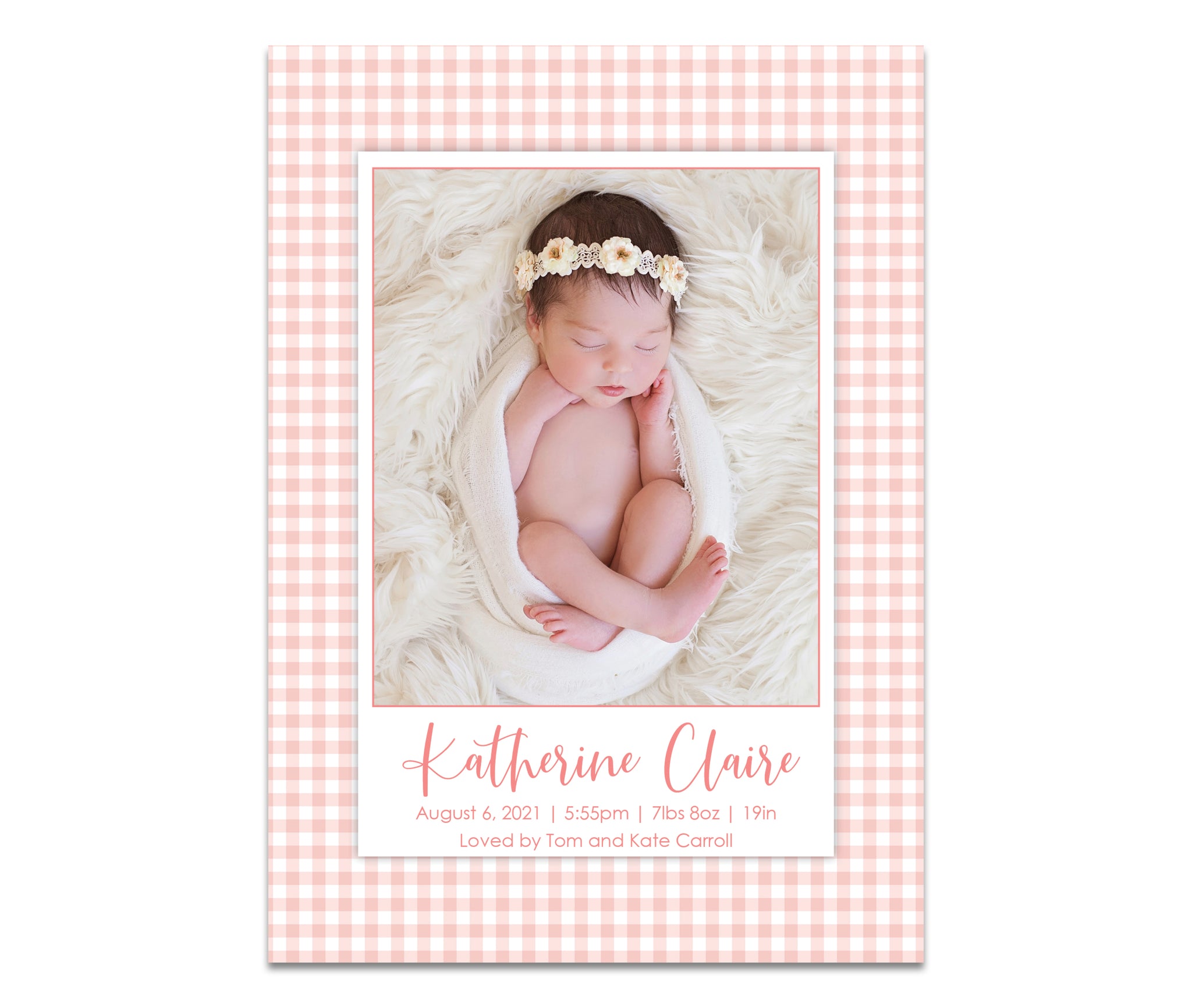 Gingham Birth Announcement