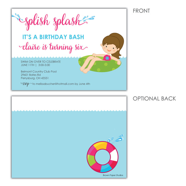 Pool Party Invitation - Brown Paper Studios