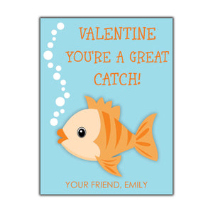 Goldfish School Valentine. Instant Download