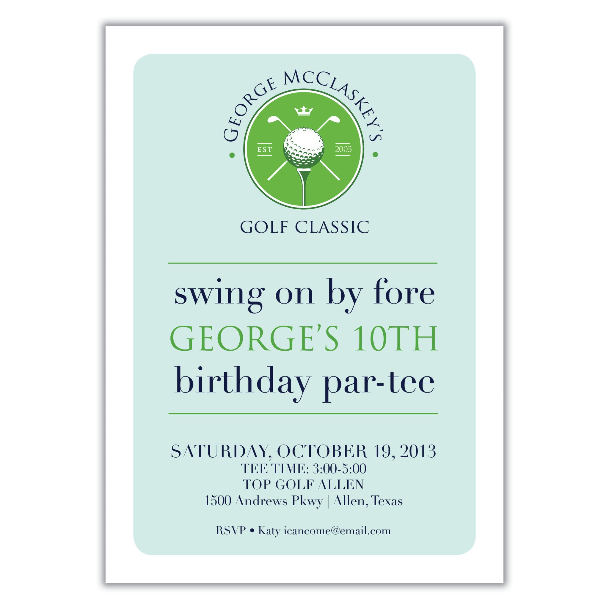 Golf Party Invitation