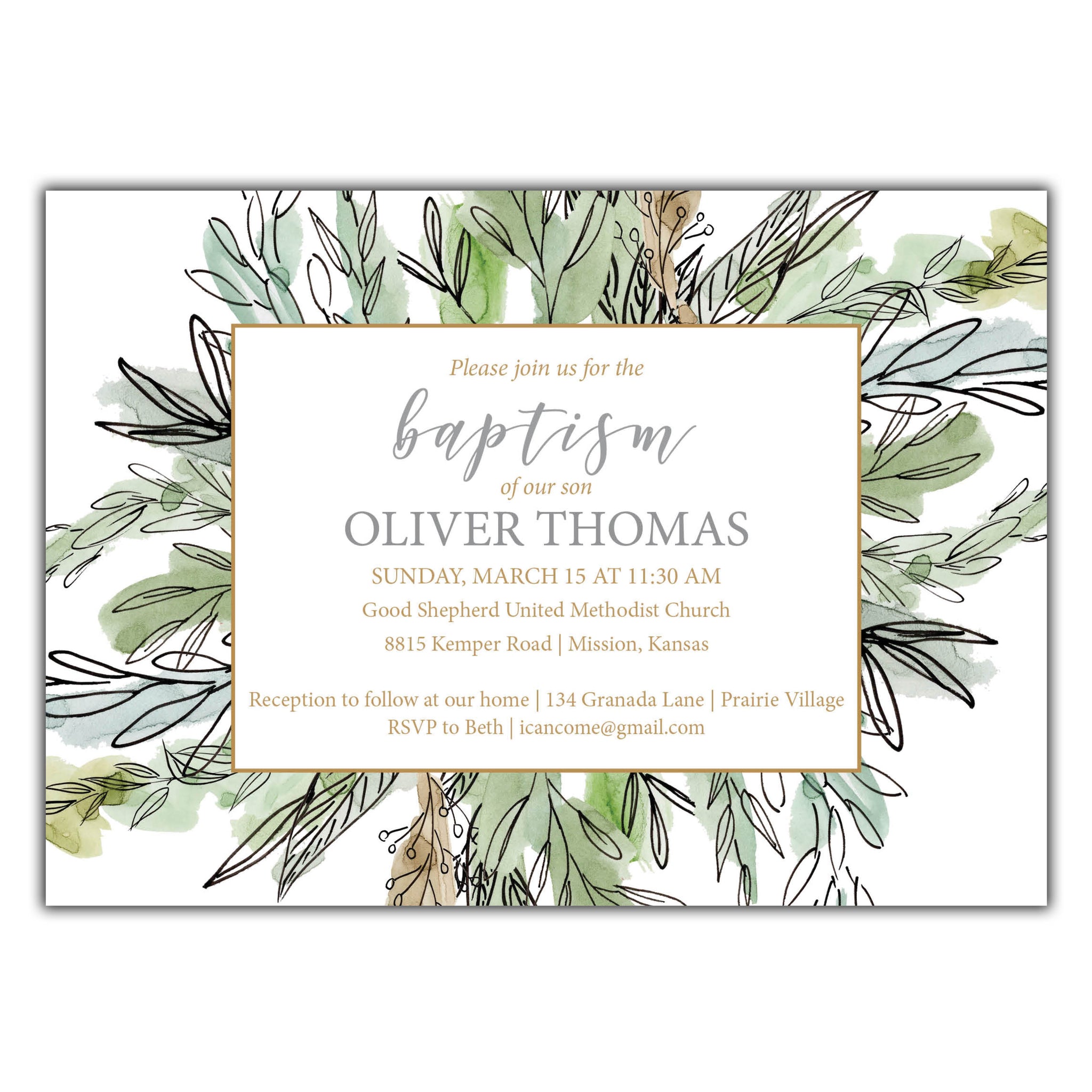 Fresh Greens Baptism Invitation