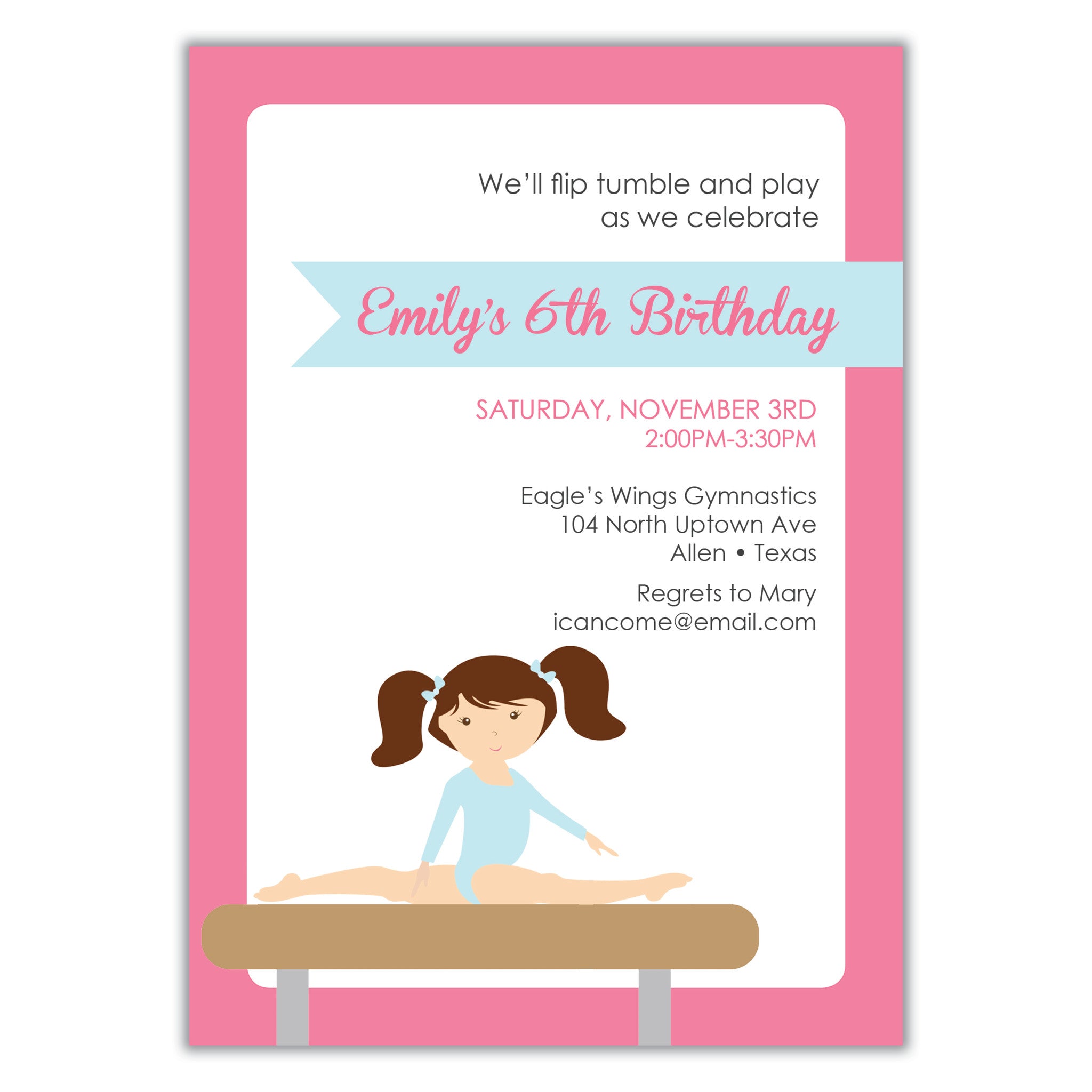 Gymnastics Party Invitation