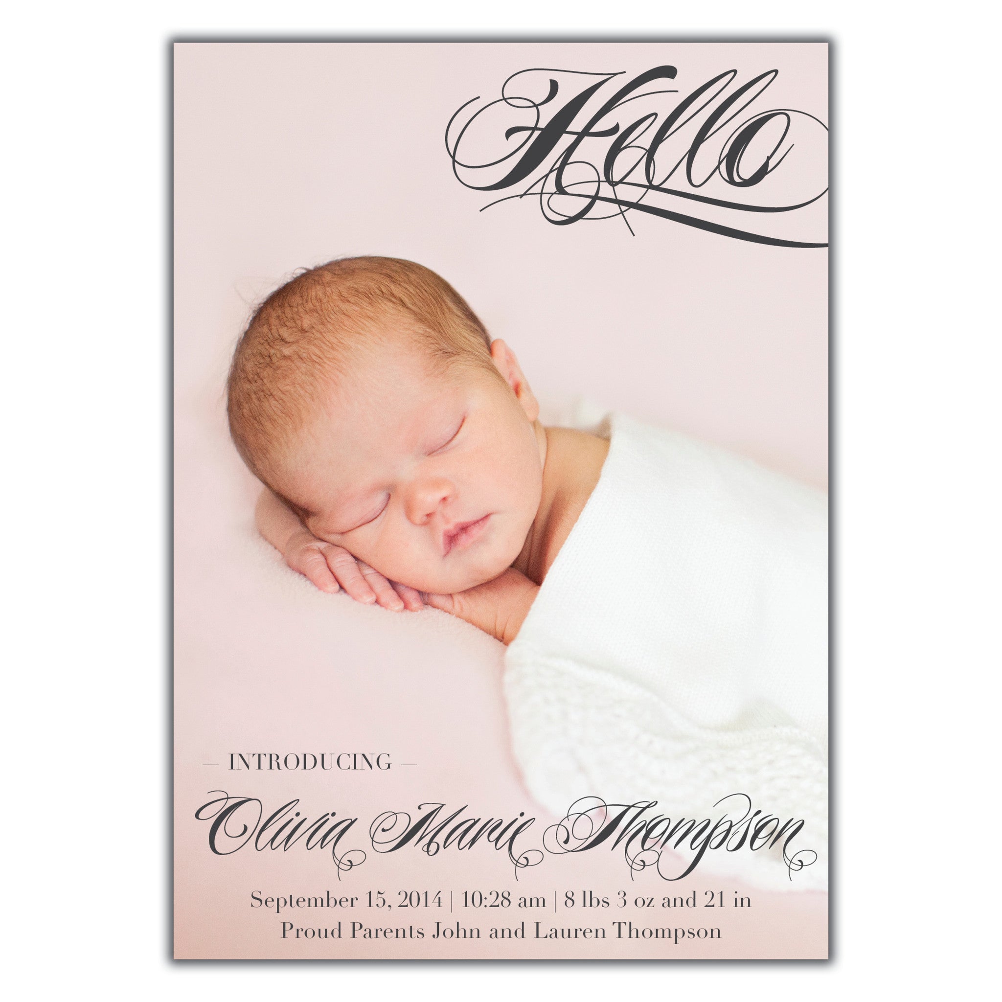 Fancy Hello Birth Announcement