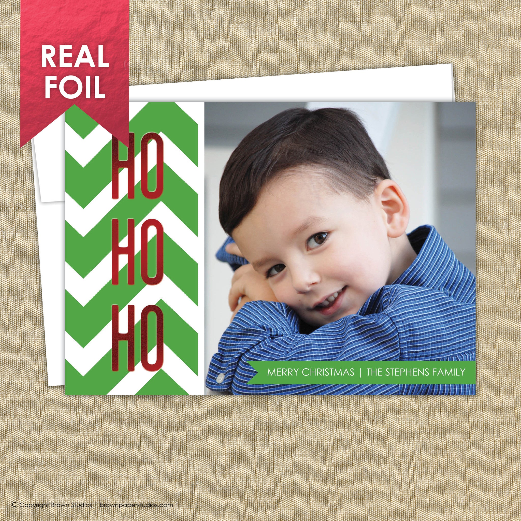 Foil Christmas Card. Ho Ho Ho