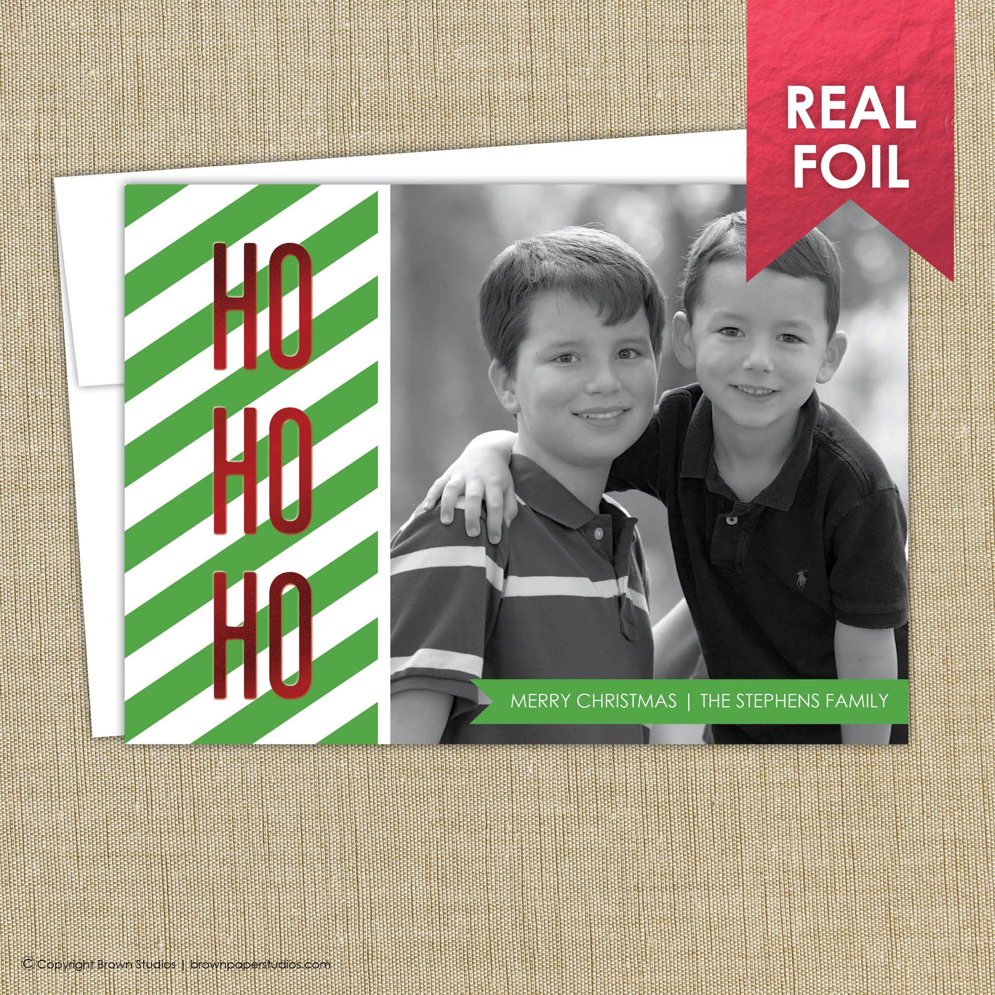 Foil Christmas Card. Ho Ho Ho